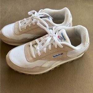 Reebok Classic White and Tan Sneakers